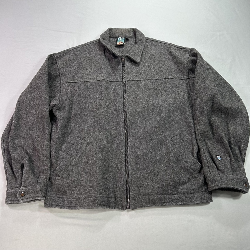 Alf Clothing Jacket Mens Large Gray Bergan Wool Full Zip‎ Made in Canada Outdoor